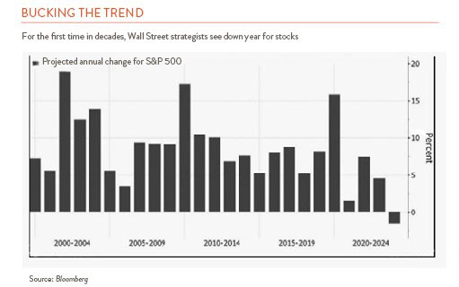 Bar Graph  showing projected annual change for S&P 500