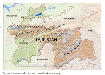 Map of Tajikistan