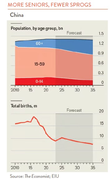 Chart showing Chinese population by age group